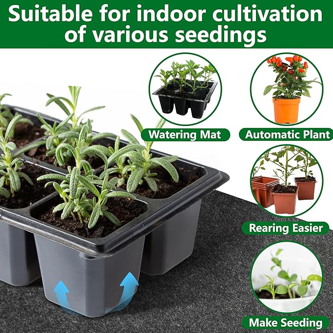 Adnee 110 x 25 Inch Automatic Plant Watering Mat, 3mm Thick Self Watering Capillary Mat, Felt Plant Water Wicking Mat for Seed Sprouting Hydroponics Potted Plants