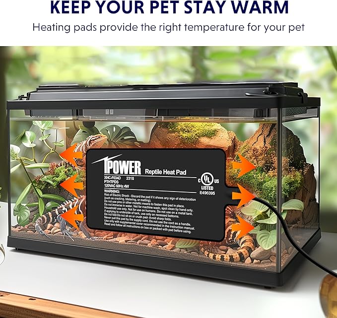 iPower 4X7 Inch Reptile Heating Pad and Digital Heat Mat Thermostat, Terrarium Heat Mat for Amphibious Pets