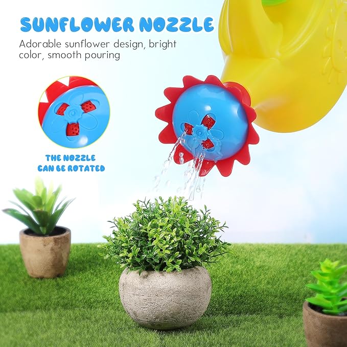 2pcs Watering Sun Flower Cartoon Watering Kettles Toy Garden Can Plastic Bucket Plant Sprinkling for (Random Color)