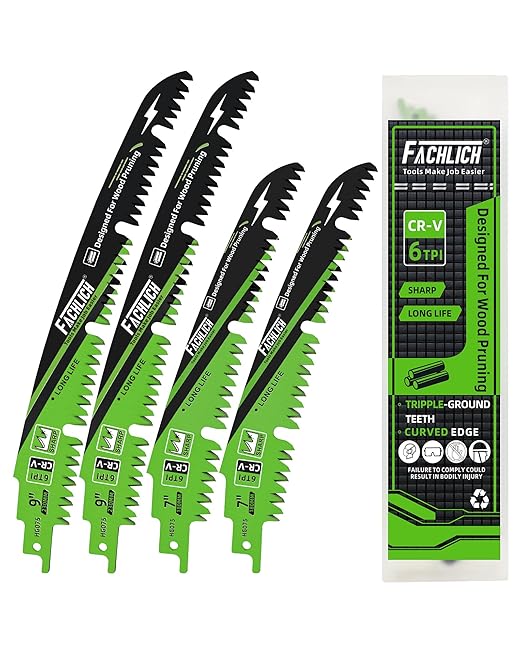 Pruning Blades Reciprocating Saw Blade 7"*2+9"*2 - Curved Edge Wood Pruning Saw Blades 6TPI for Tree Trimming,Wood Cutting,Reciprocating Saw Blades Set(4 Pack)