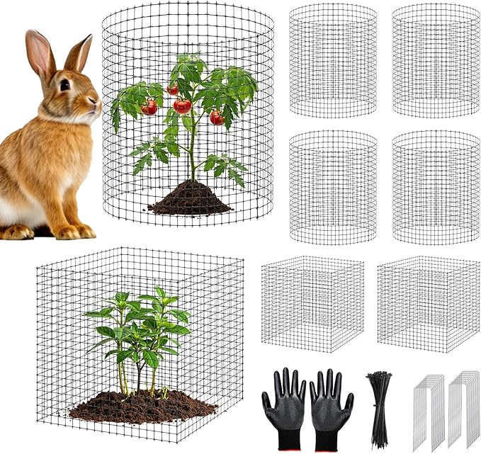 30 Pack Plant Protectors from Animals,12x12 Inch Metal Wire Plant Mesh Garden Cages Outdoor Gardening Supplies, Garden Protection Rabbits Chickens Ducks for Shrubs, Flowers, Vegetables