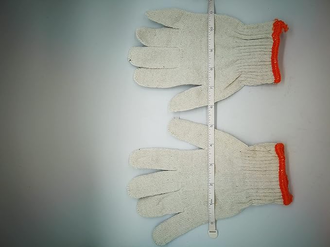 Work cotton Gloves Safety Grip Protection 12 Pairs-Cotton Polyester String Knit Work Gloves for Gardening Mechanic Industrial Warehouse Gardening Construction Painter BBQ Men & Women（Thick-Economic)