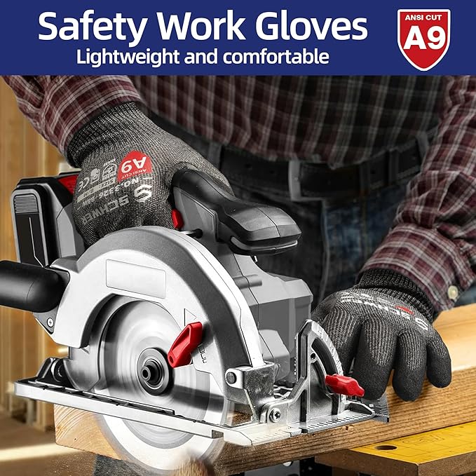 Schwer 12 Pairs ProGuard Highest Level Cut Resistant Work Gloves PR3326 for Extreme Protection，ANSI A9 Cut Gloves with Reinforced Thumb, Non Slip, Breathable, Durable, Touch-screen, Black (M