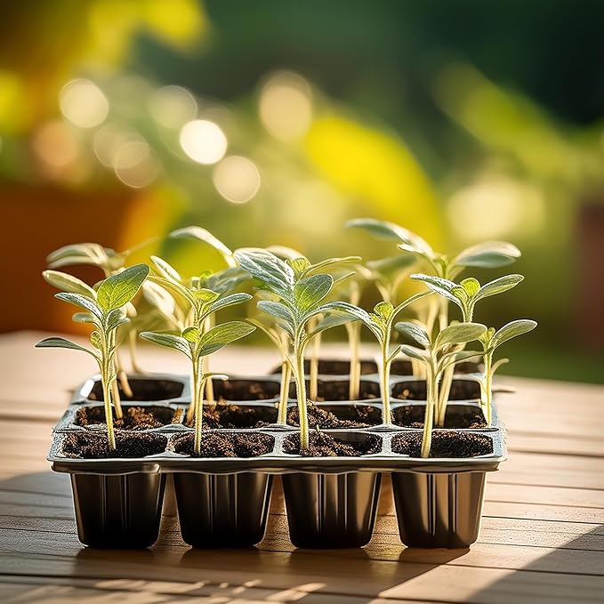 Seed Starter Trays, 12-Cell Kit with Humidity Dome, Reusable Plant Trays, 8 x 6 inches (5)