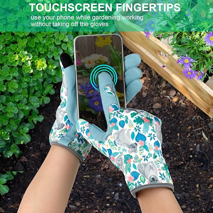 Leather Gardening Gloves for Women Thorn Proof Garden Gloves Touch Screen Working Gloves Gifts,M
