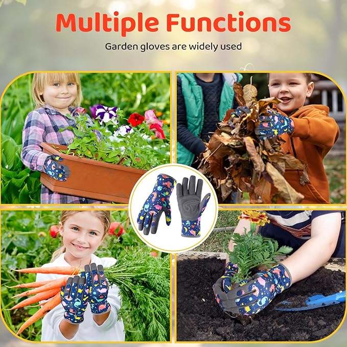 Gardening Gloves for Kids Ages 3-5, Breathable Soft Safety Garden Yard Work Gloves for Children Leather Thorn Proof for Playing, Digging, Planting,Pruning