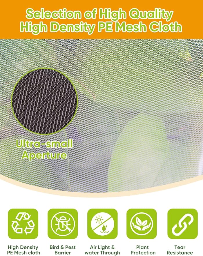 Bird Netting for Blueberry Bushes - 6Pcs Garden Netting Pest Barrier with Drawstring,Garden Plant for Vegetables Fruits Tree Cicada Netting for Trees (6,32x32inch/6PACK)