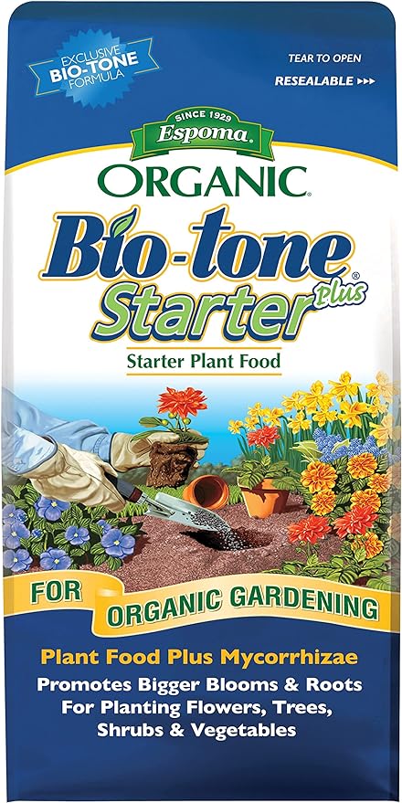 Espoma Organic Bio-Tone Starter Plus 4-3-3 Natural & Organic Food with Both Endo & Ecto Mycorrhizae; 8 lb. Bag; The Ultimate Starter Plant Food
