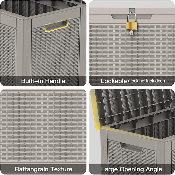Outdoor Storage Box, 66 Gallon Waterproof Deck Boxes, Large Lockable Pool Storage Bins for Package Delivery, Porch, Garden Tool, Cushion, Patio, Anti-Theft Weatherproof & UV-Resistant Parcel Drop Box