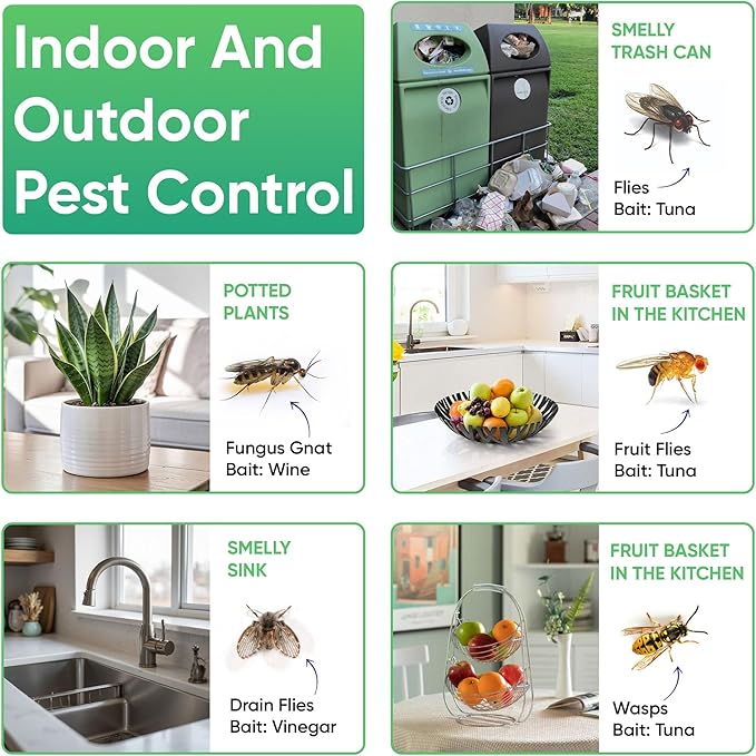 Sticky Fly Trap Indoor & Outdoor Pack of 8 | Hanging Fly Stick for Gnats, Flies, Wasps, Mosquitoes & Other Flying Bugs | Fly Trap Sticky | Fly Catcher Indoor | Flying Insect Trap Rolls | Ucatch