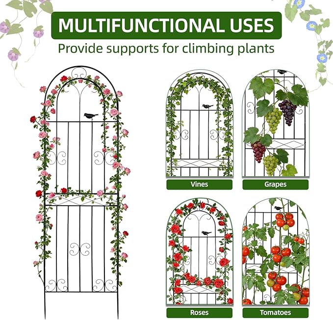Amoskey 2 Pack 71x20in Durable Garden Trellis for Climbing Plants - Outdoor Trellis Supports for Lush Greenery - Ideal for Vines, Flowers, and Vegetables, Easy Installation & Space-Saving Design