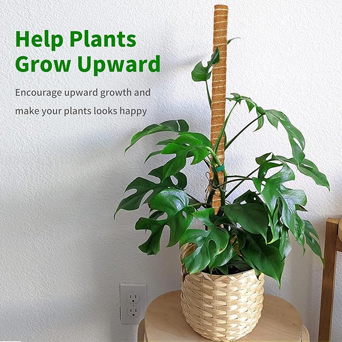 ALENEY Moss Pole, 6 Pack 17inch Monstera Plant Support Stackable Moss Poles for Plants, Coir Totem Pole Tall Moss Pole for Climbing Plants, Sphagnum, Indoor Potted Plants