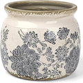 Flower Pots Planters for Indoor Plants Ceramic Plant Pots with Drainage 6.1 Inch Vintage Ceramic Pots for Plants Outdoor Home Garden Decor, Vintage Gray Bloom
