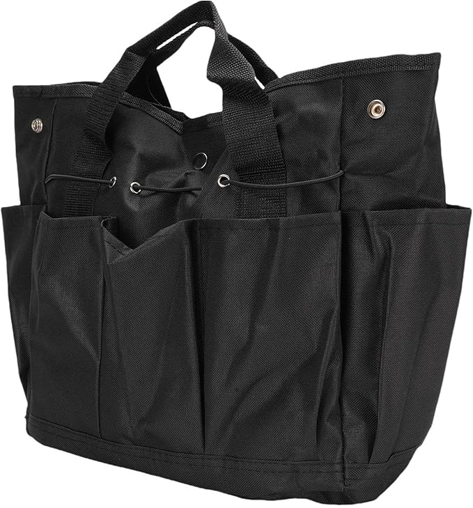 Fdit Garden Tool Bag, Portable WearProof Gardening Organizer for Outdoor Camping, Oxford Cloth (Black)