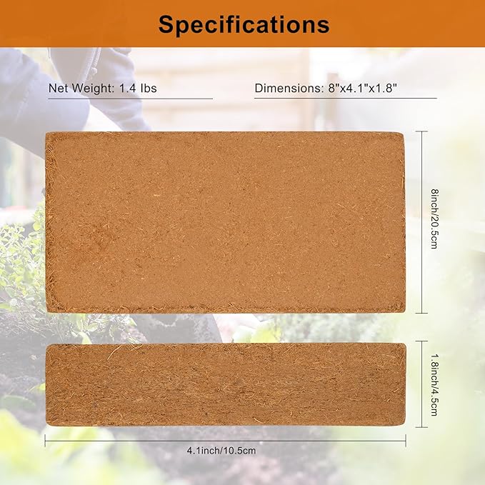 10 Pack Premium Coco Coir Bricks, Coco Coir for Plants, Coconut Fiber Substrate with Low pH & EC, Organic Coconut Fiber for Indoor & Outdoor Gardening and Potting Mix