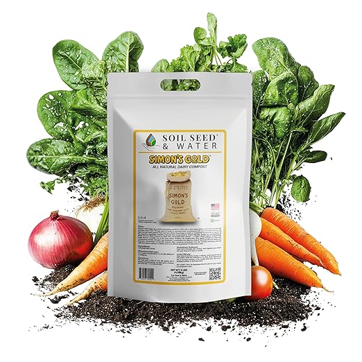 Soil Seed & Water Simon’s Gold Organic Dairy Compost – Rich, Aged Compost for Garden Beds, Raised Beds & Soil Enrichment