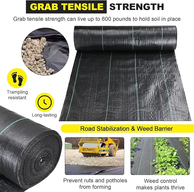 Driveway Fabric, 6x300 ft Road Fabric Commercial Fabric, Landscape Fabric Heavy Duty2.4OZ French Drain Fabric for Erosion Control,Landscape Fabric,Construction Projects