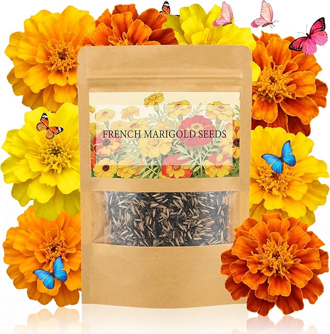 LUOJIBIE French Marigold Seeds for Planting Outdoors, Giant Marigold Flowers Seeds Bulk for 2026, Over 4,000+ Seeds Prolific Blooms, Ideal for Vibrant Pollinator Gardens