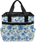 Blue Mandala Flower Garden Tool Bag Portable Gardening Tool Organizer Bag with 10 Pockets and Handle Tool Carrier and Storage for Garden Lawn Yard Casual Camp