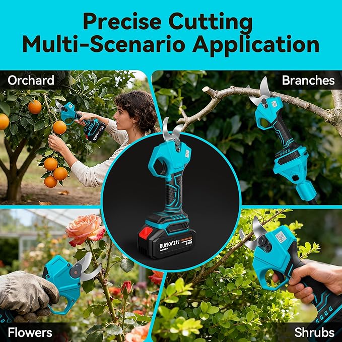 2-in-1 Pole Pruning Shears, 1.6" Cutting Diameter Cordless Electric Pole Pruners - Brushless Motor, 2x4.0Ah Batteries, Extra SK5 Blade, 4 Modes Adjustable Branch Cutter for Garden & Flower (Blue)