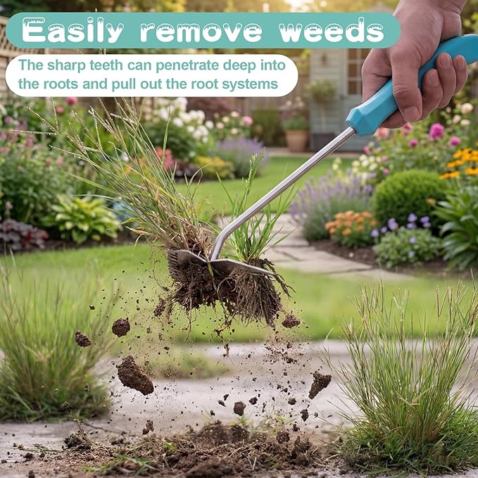 Garden Weed Tool,2026 Portable Gardening Tools,Adopting Ergonomic Handle Design,Stainless Steel Weeding Tools,Hand Weeder Tool Suitable for Farm Planting,Gardening(Blue Handle)
