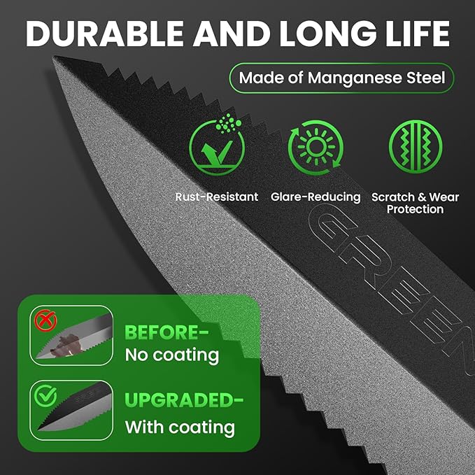 GreenRex Metal Detector Shovel, Heavy Duty Double Serrated Digging Tool and Metal Detector Accessories with Sheath, Gardening Tools for Weeding, Planting, Camping, Treasure Hunting