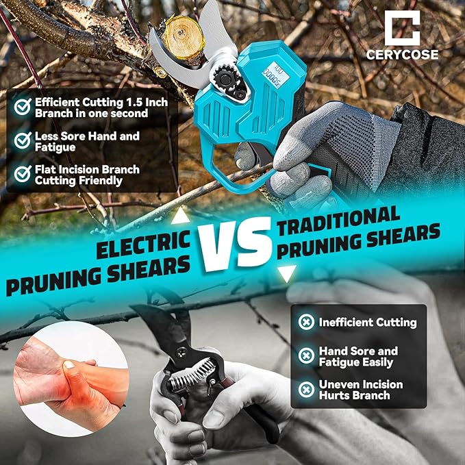 Electric Pruning Shears Compatible with Makita 18v Battery, 0.8-2 Inch Max Cutting Diameter Electric Pruner with LCD Display & Imported SK7 Steel Blades for Gardening Tree Pruning(No Battery)