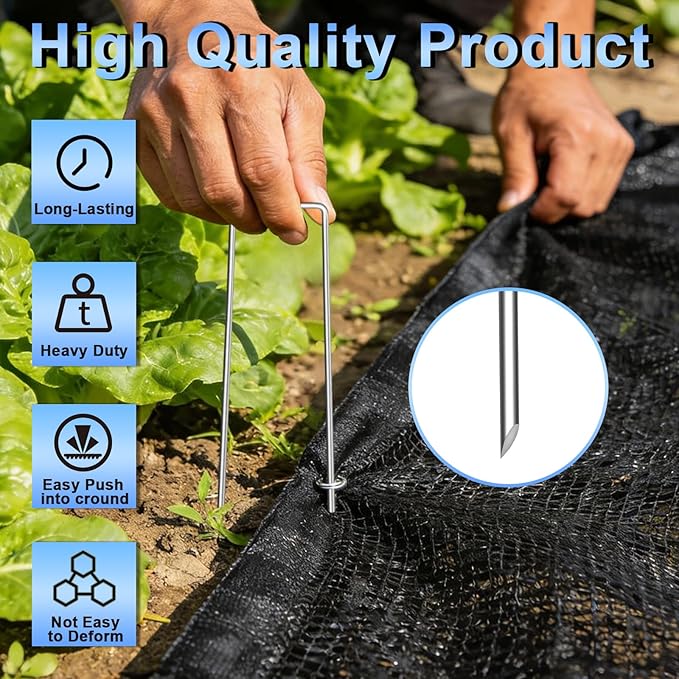 JERIA 6 Inch 120 Pack U-Shaped Galvanized Garden Stakes, 11 Gauge Landscape Staples, Landscape Fabric pins,Ground Stakes,Yard Stakes for Decorations