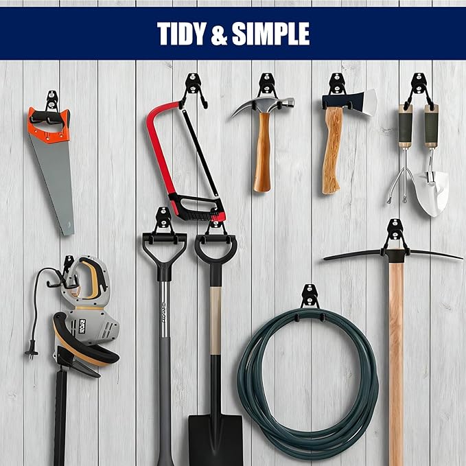 Garage Hooks Heavy Duty, 17 Pack Garage Storage Hooks with Coating Anti-Slip, Wall Mount Utility Large Garage Hooks for Hanging Garden Tools, Ladder,Broom,Hose