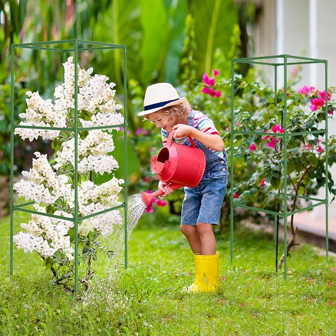 3 Pack Tomato Cages, Square Tomato Plant Stakes Support Cages Trellis, 50 * 17 * 17in Heavy Duty Steel Plant Tower Stakes Cucumber Trellis for Garden Climbing Vegetables Flowers Fruits, Bold