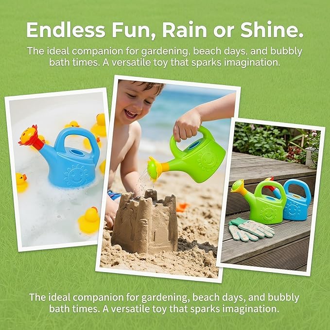 DOITOOL Mini Watering Cans, 2pcs Small Plastic Watering Can Set, Educational Toy Watering Kettle for Kids Bathing, Gardening, Outdoor Play (Random Color)