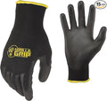 Gorilla Grip Gloves, Max Grip, All Purpose Work Gloves, Slip Resistant, Nylon Shell, Medium, 15 Pairs, Black