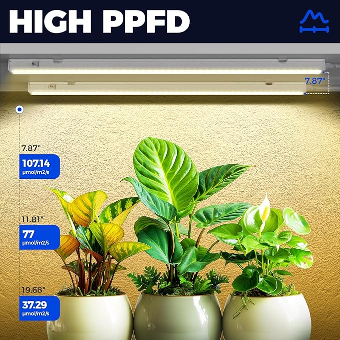 Barrina T5 Grow Lights, Full Spectrum, 2ft 80W (8 x 10W, 500W Equivalent), LED Grow Light Strip for Greenhouse, Plant Grow Shelf, Plug and Play Easy Installation, Yellow, 8-Pack