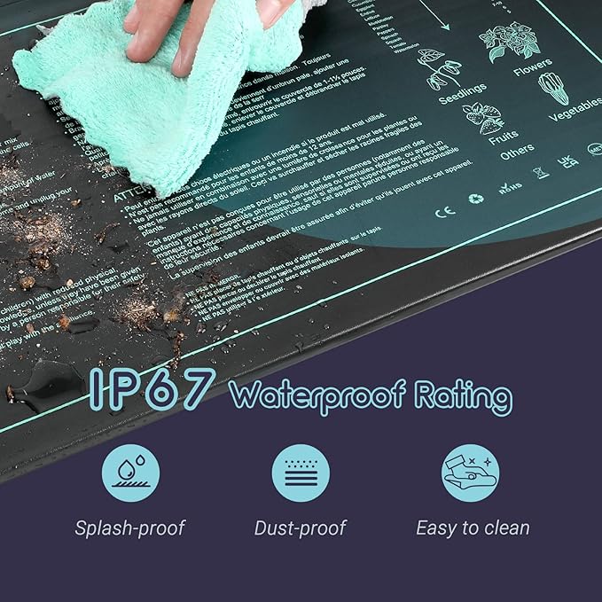 LUXBIRD Durable Waterproof Seedling Heating Mat 10”x 20.75” Warm Hydroponic Heating Pad for Indoor Plants Germination, IP67, MET Standard, LB-HM21W