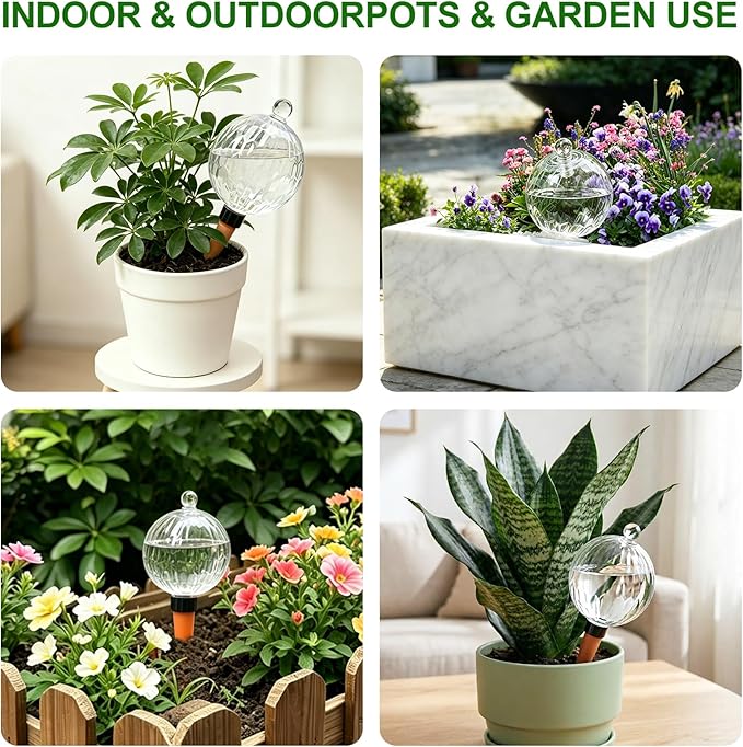 26oz Extra Large Plant Watering Globes, Self Watering Bulbs and Water Globes for Indoor Outdoor Potted Plants, Vacation Watering While Away 4-Pack