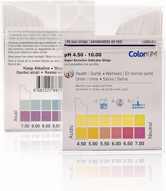 pH Paper for Testing pH Balance in the Body, 4.5-10 Scale (100 Strips)