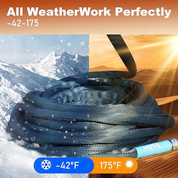 Aunfles 50FT Garden Hose - Flexible Water Hose with 10 Spray Nozzle, Lightweight Design, Easy Storage, Leak-Proof, Compact, Portable, Car Wash for Yard (Blue)