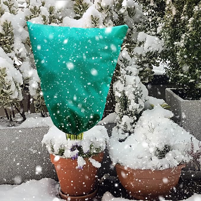 Insoma 2 Packs 2.2 oz/yd² Plant Covers Freeze Protection, 23.6" X 31.5" Thickened Outdoor Plants Frost Protection Covers with Zipper & Drawstring, Frost Blankets for Tree in Winter