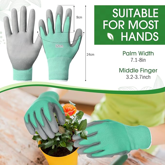 Maxdot 36 Pack Gardening Gloves for Women 3 Colors Womens Work PU Coated Grip Outdoor Gloves for Weeding Digging and Pruning