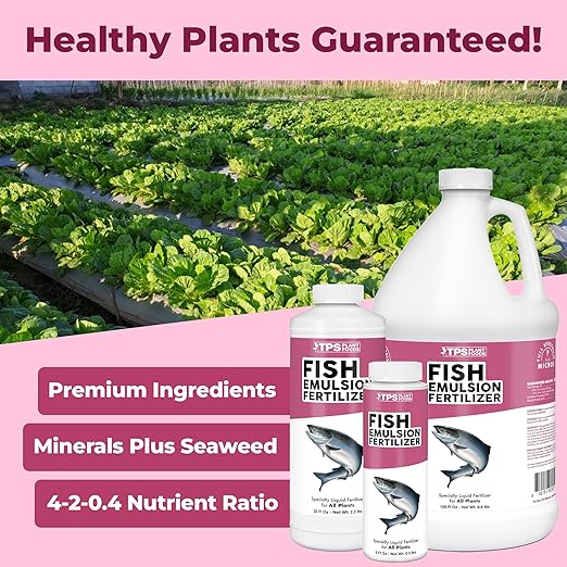 Fish Emulsion Fertilizer – Liquid Organic Fish Emulsion Fertilizer for Plants & Vegetables, 1 Gallon