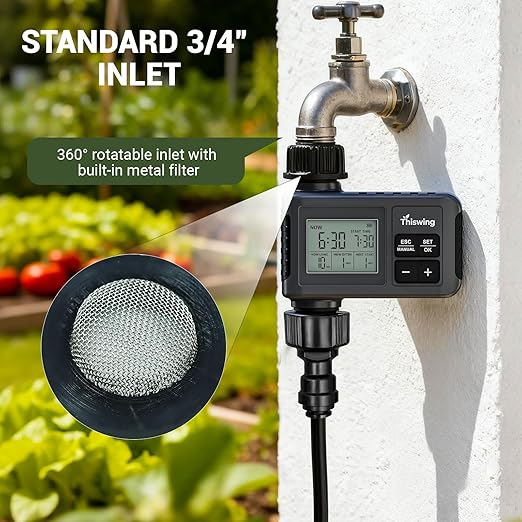 360° Adjustable Drip Irrigation System - 50FT Garden Watering Atomizing System with 16 Nozzles & Water Timer, Greenhouse Accessories for Yard, Lawn, Plants, Garden, 5/16 inches Tubing