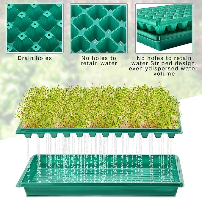 30 Pcs Seed Starter Kit 72 Cell Seedling Starting Trays and 1020 Trays No Holes Plant Growing Nursery Pots for Gardening Germination Propagation (Green)