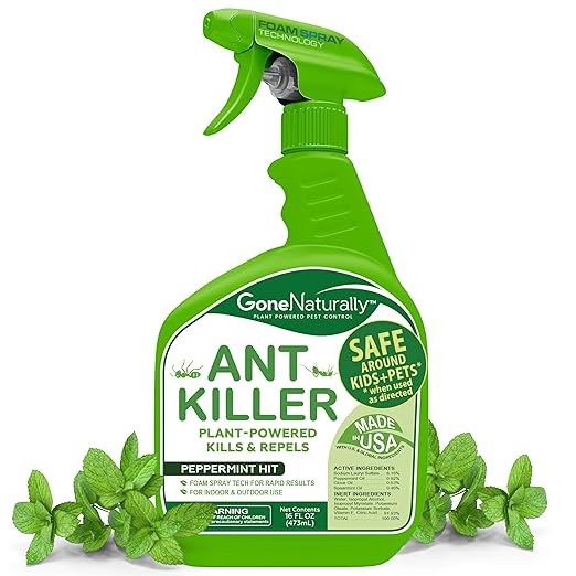 Ant Killer– Peppermint Oil Spray for Indoor & Outdoor Use– Natural Repellent & Killer for Home– Safe for Kids & Pets Pest Control Solution (16oz)