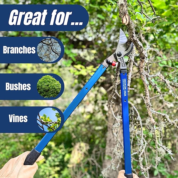 Hickok Heavy Duty Loppers for Tree Trimming – 26" Branch Cutter & Pruning Shears with Long Handle | Lightweight Aluminum Tree Trimmer | Professional-Grade Pruner Made in USA