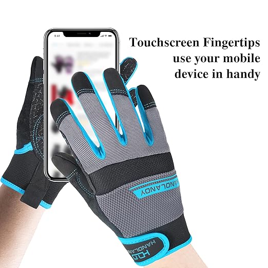 HANDLANDY Grip Work Gloves for Women Men, Safety Utility Yard Working Gloves, Flexible Touch Screen Mechanics Gloves (Grip-upgraded, X-Large (Pack of 1))