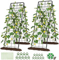 DoCred Cucumber Trellis, 71" H 2 Pack Metal Foldable Upgraded A Frame Garden Trellis for Raised Bed Climbing Plants, Vegetables, Including Plant Support Clips, Twist Ties, Plastic Ties, Black