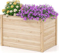 Giantex Wood Raised Garden Bed, 40"x25"x26" Elevated Planter Box w/Open-Ended Base for Deep-Rooted Plant Vegetable Fruit Flower, Outdoor Solid Wood Planter for Patio Backyard (1,40"x25"x26")