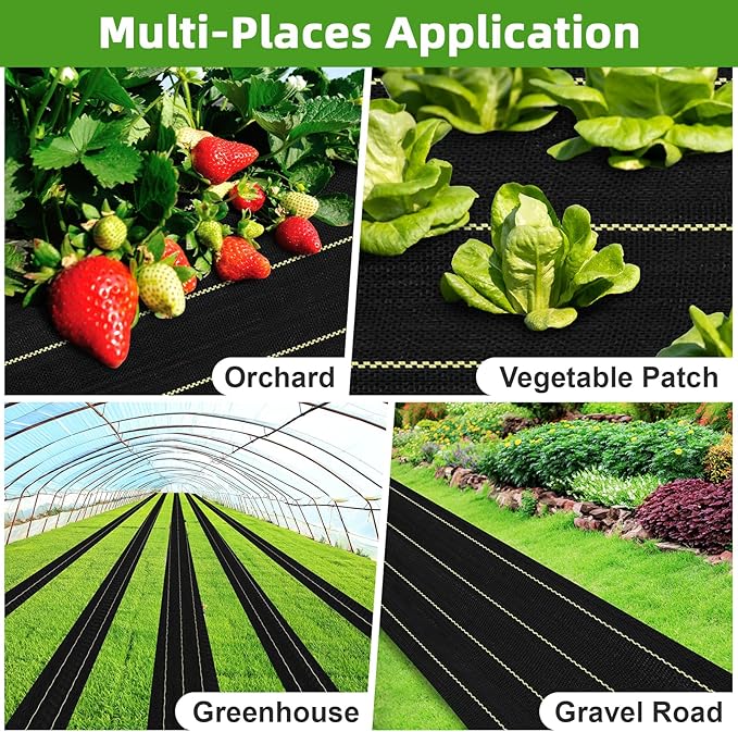 Shade&Beyond Custom 4ftx23ft Weed Barrier Fabric, 3.5oz Heavy Duty Landscape Fabric with Superior Permeability Weed Control, Garden Woven Ground Cloth with Staples