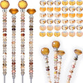 119 Pcs Garden Stake Diy Fairy Wand Plant Stake with Champagne Large Hole Beads Crystal Diamond Stopper Top 4 Stainless Steel Threaded Rod Beaded Garden Stakes For Outdoor Indoor Yard Patio Decoration