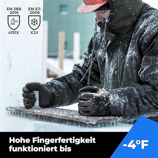 Waterproof Gloves Bulk Pack for Men and Women, 3 Pairs, Freezer Gloves with Grip, Double Nitrile Dipped for Extreme Oil Repellent, for Construction, Mechanics, Mining, Plumbing, Black, Medium